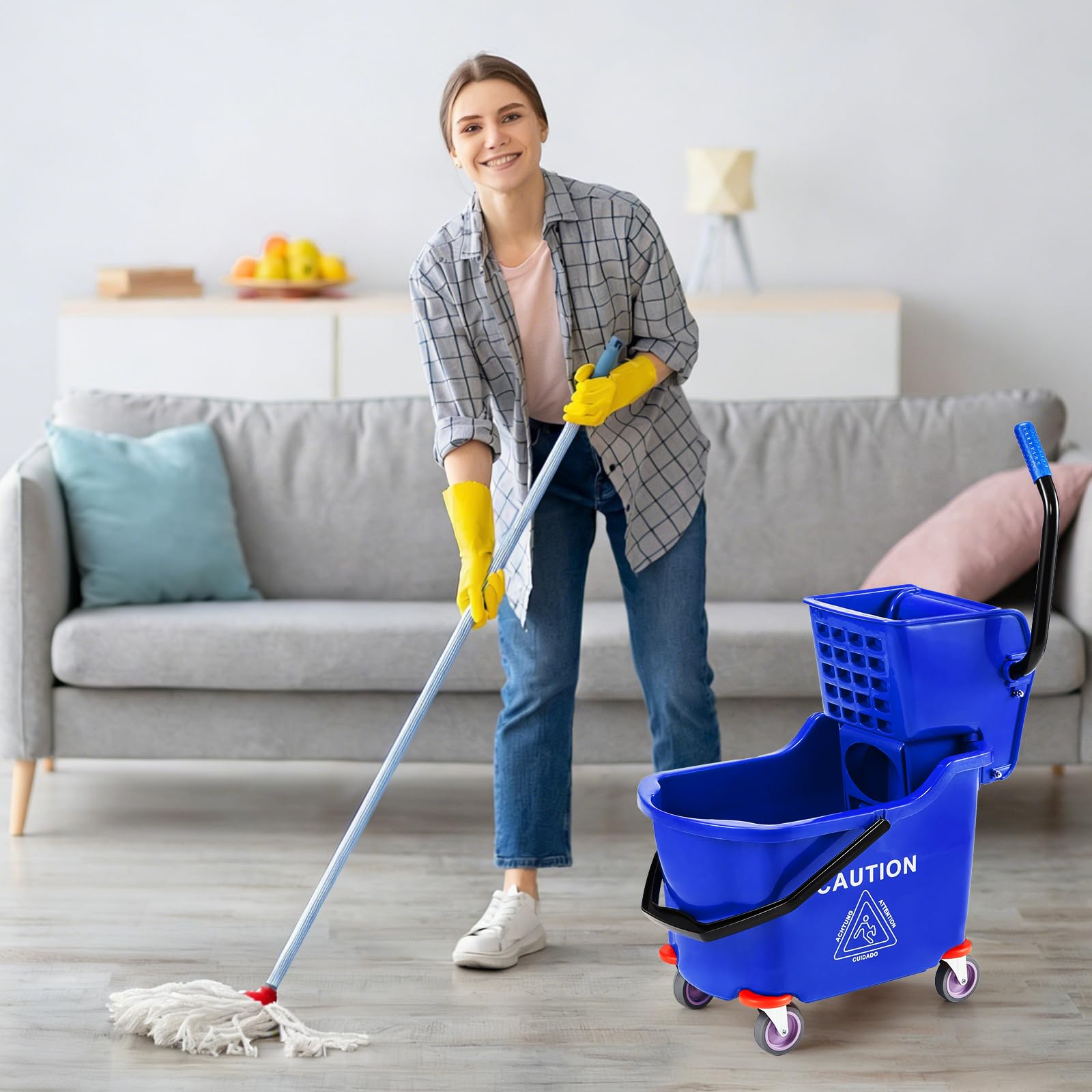 Commercial Kitchen Cleaning - Commercial Mop Bucket with Side Press