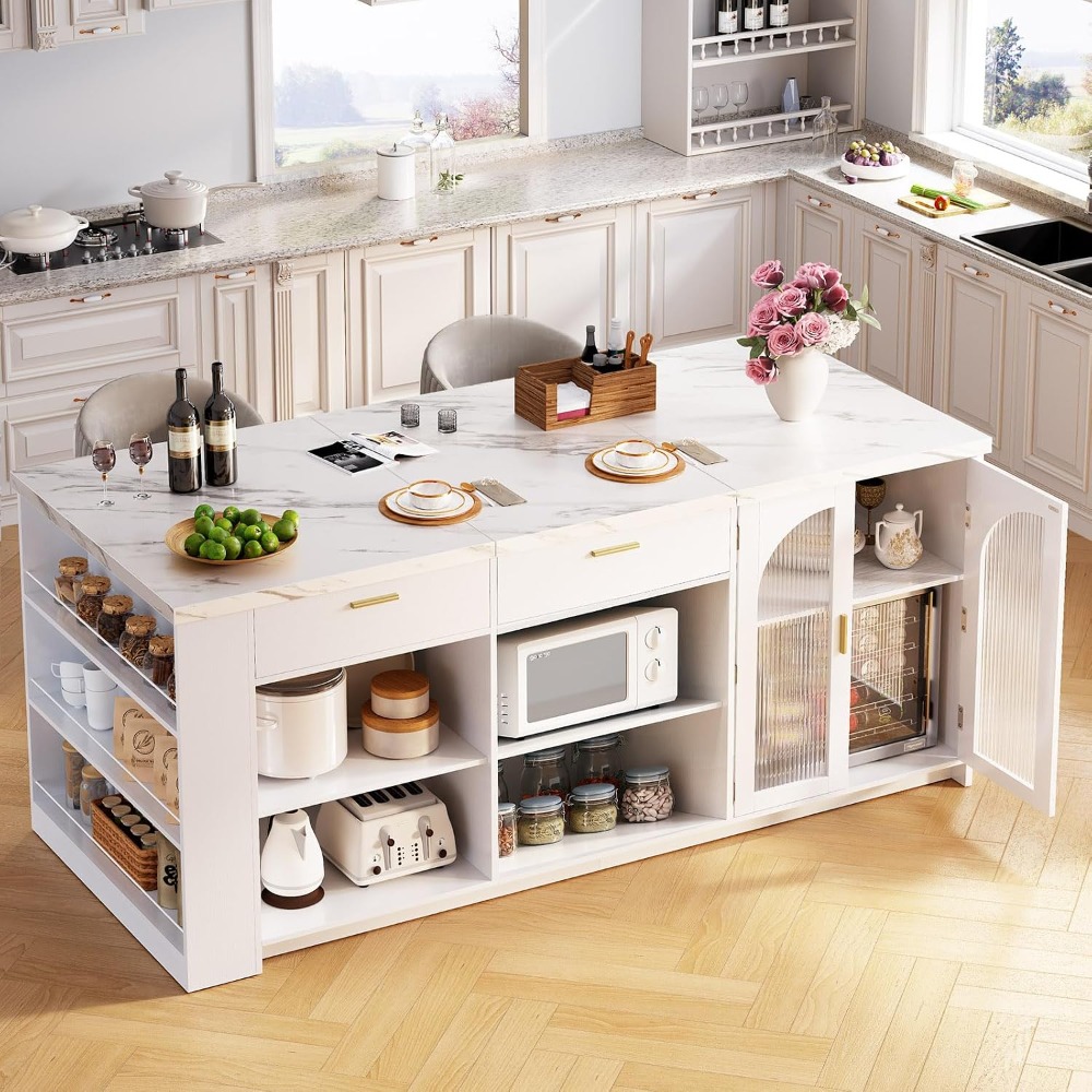 Commercial Kitchen Island - 71' Large Kitchen Island with Storage,