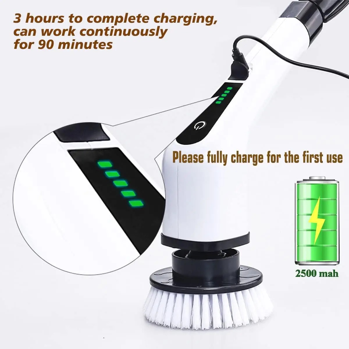Commercial Kitchen Cleaning - Powerful Cordless Electric Spin Scrubber Multipurpose