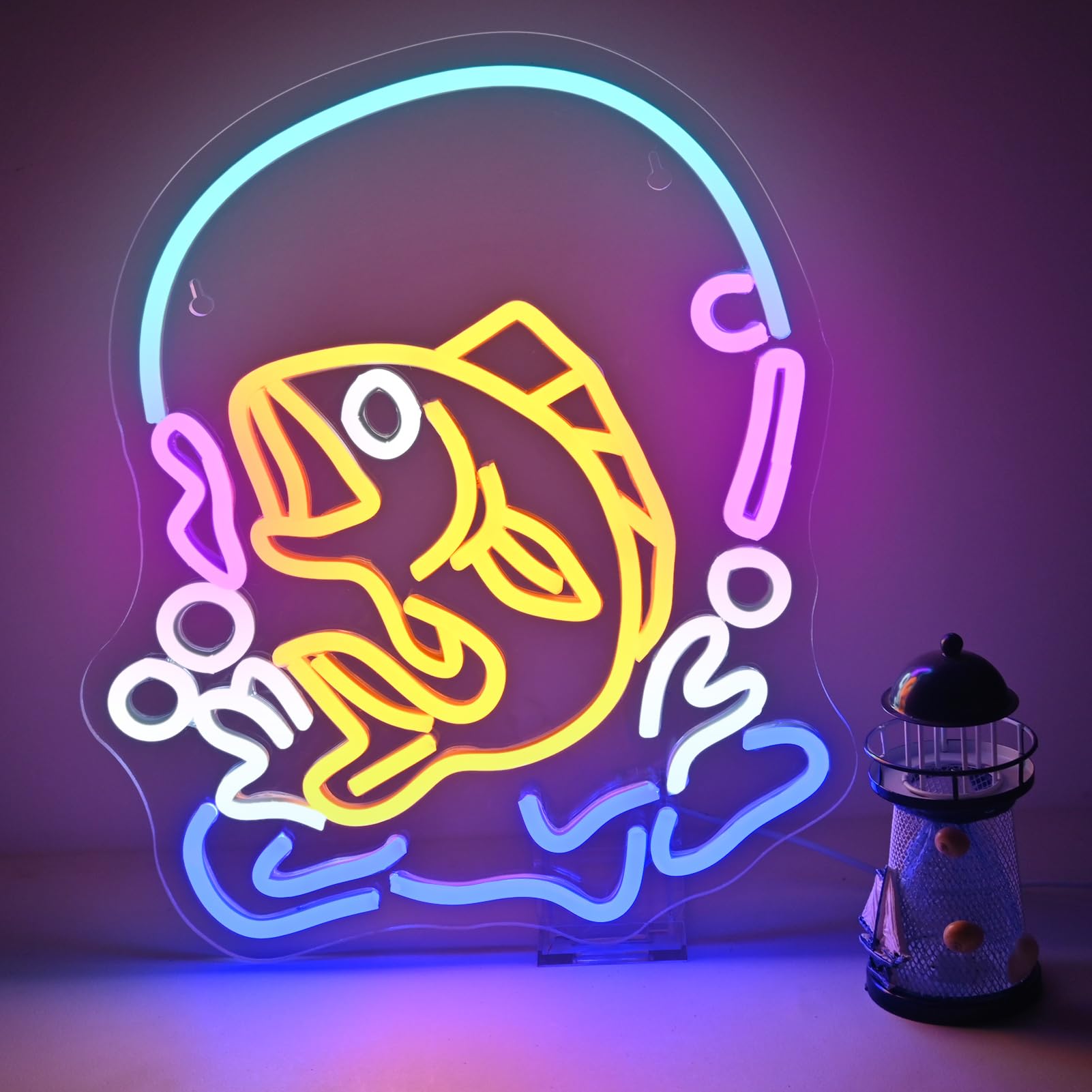 Commercial Kitchen Lighting Design - Fishing Neon Sign Fish LED Light