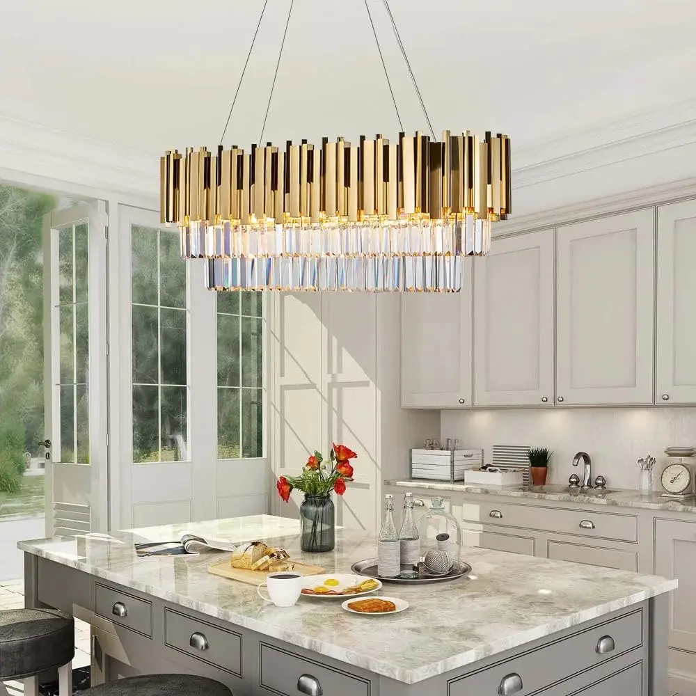 Luxury Gold K9 Crystal Chandel - đánh giá và giá Commercial Kitchen Island