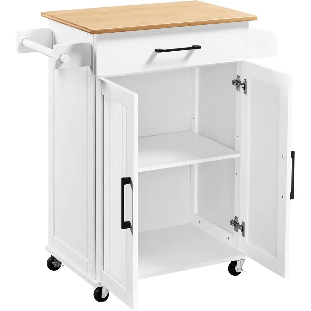 White Rolling Kitchen Cart wit - đánh giá và giá Commercial Kitchen Island