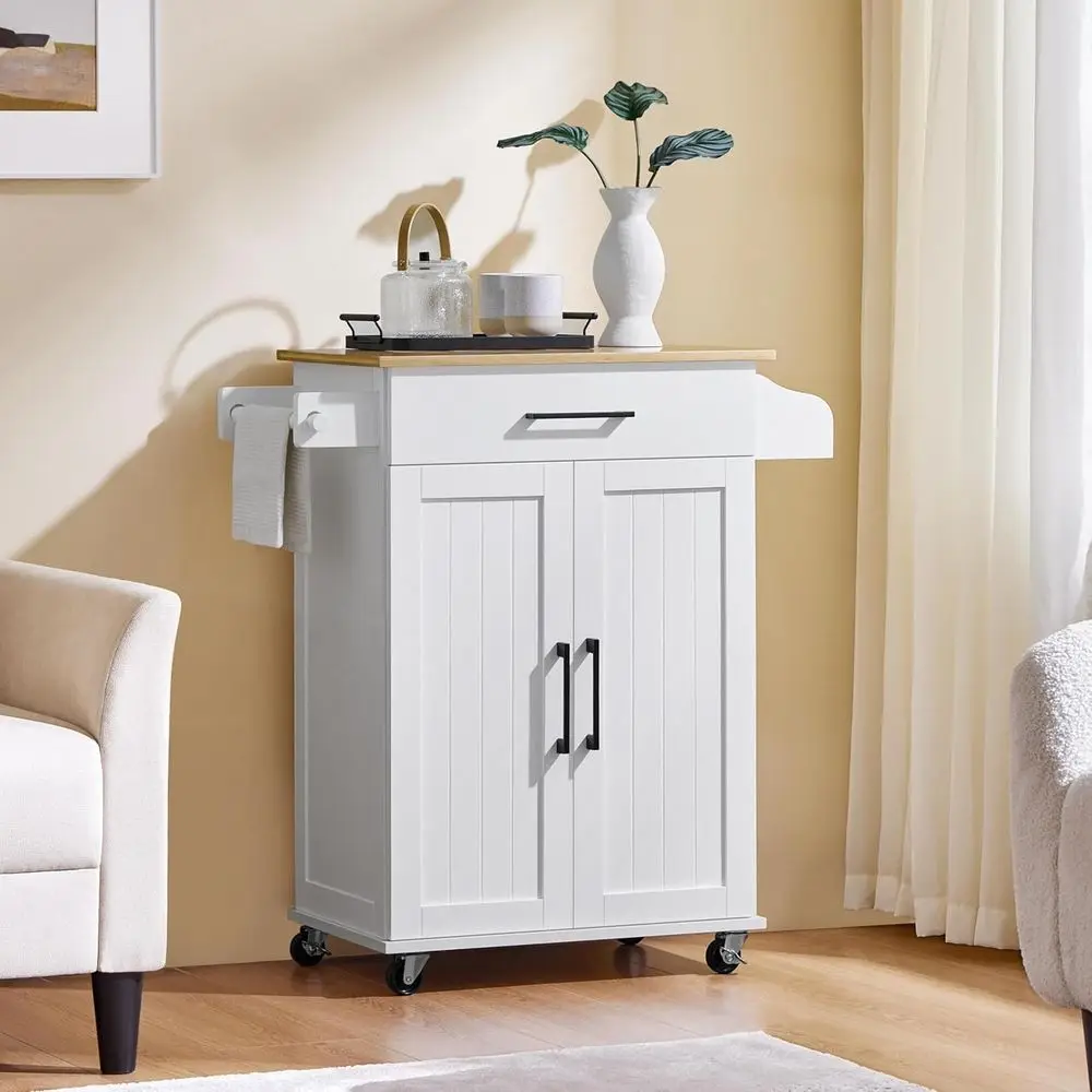 White Rolling Kitchen Cart wit - đánh giá và giá Commercial Kitchen Island