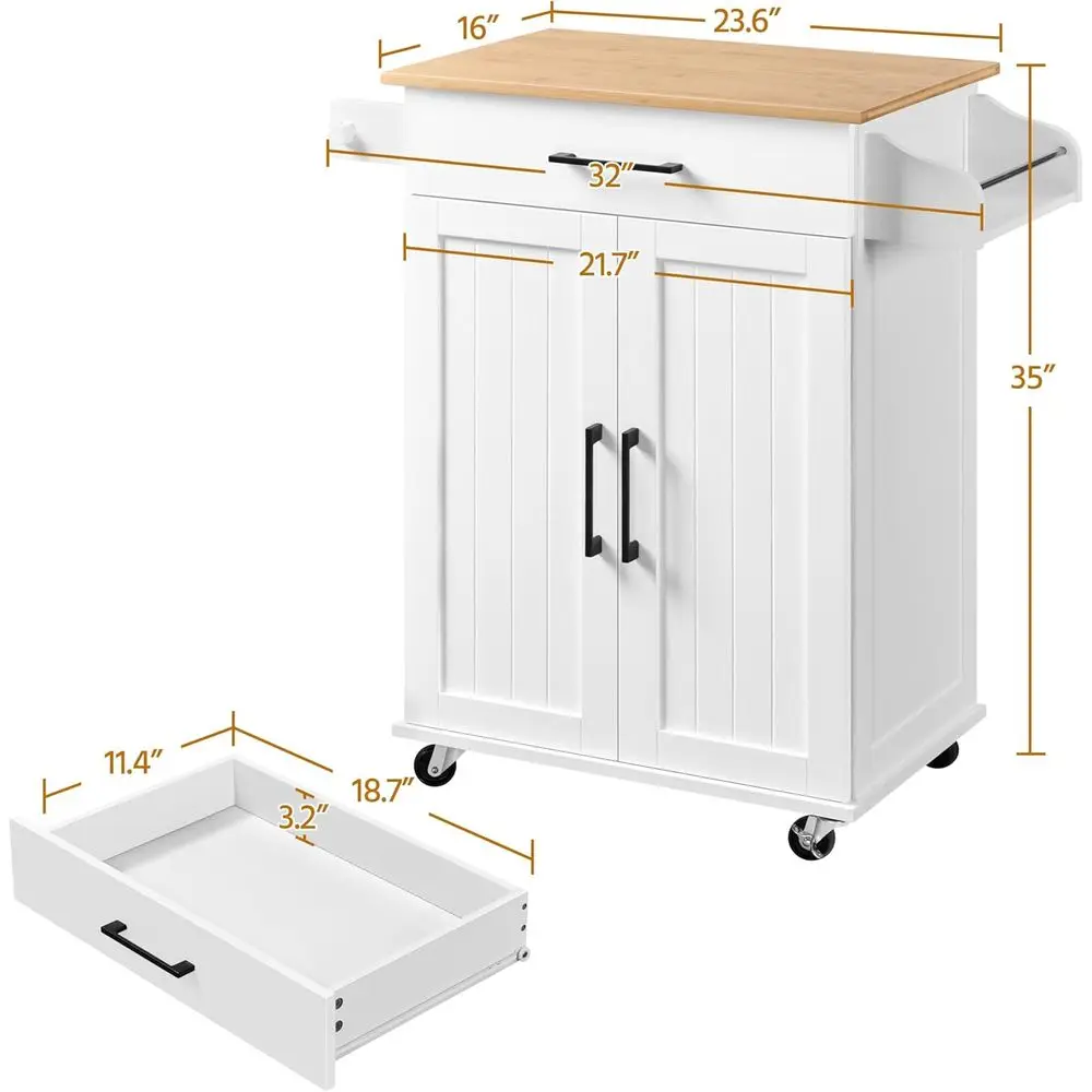 White Rolling Kitchen Cart wit - đánh giá và giá Commercial Kitchen Island