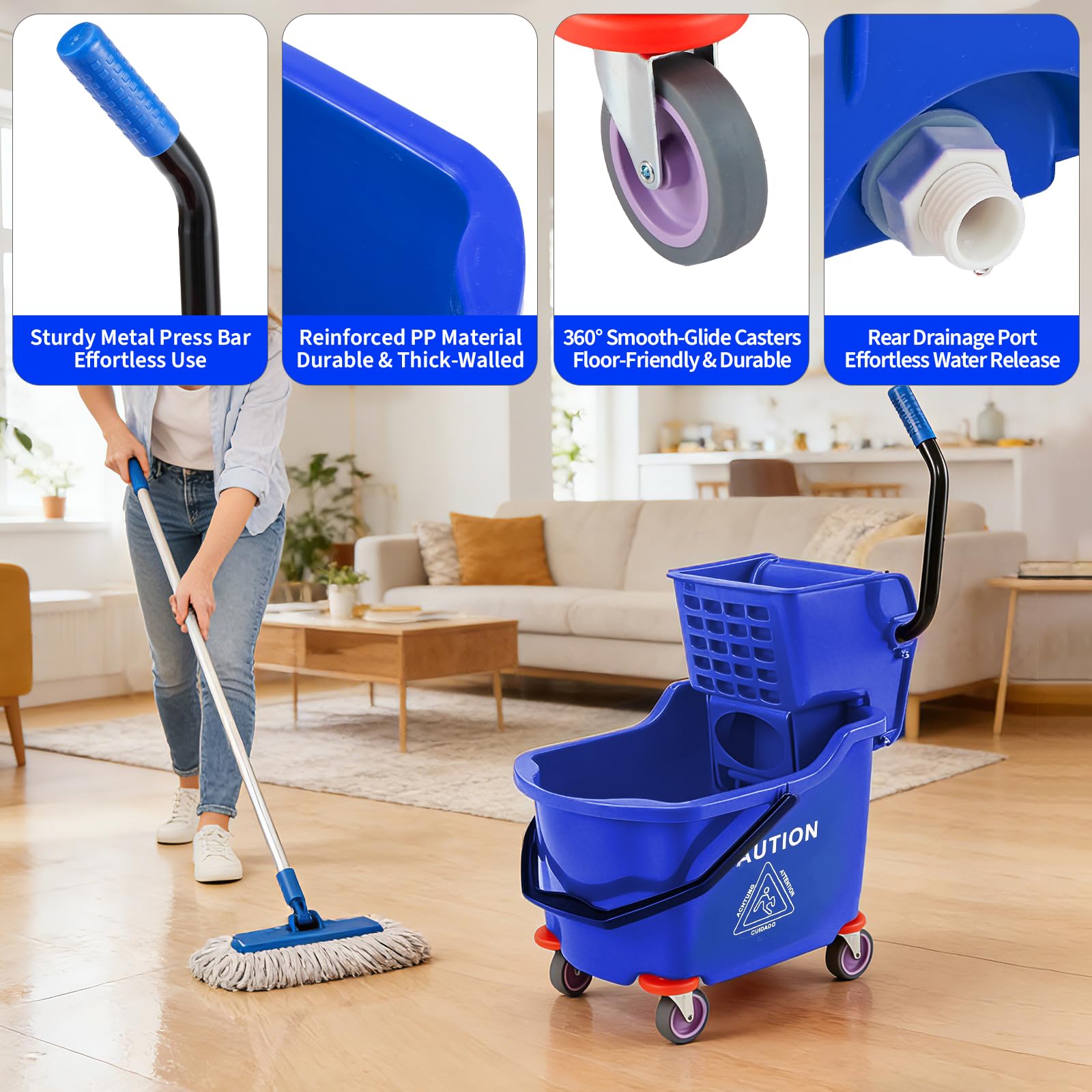 Commercial Mop Bucket with Sid - đánh giá và giá Commercial Kitchen Cleaning