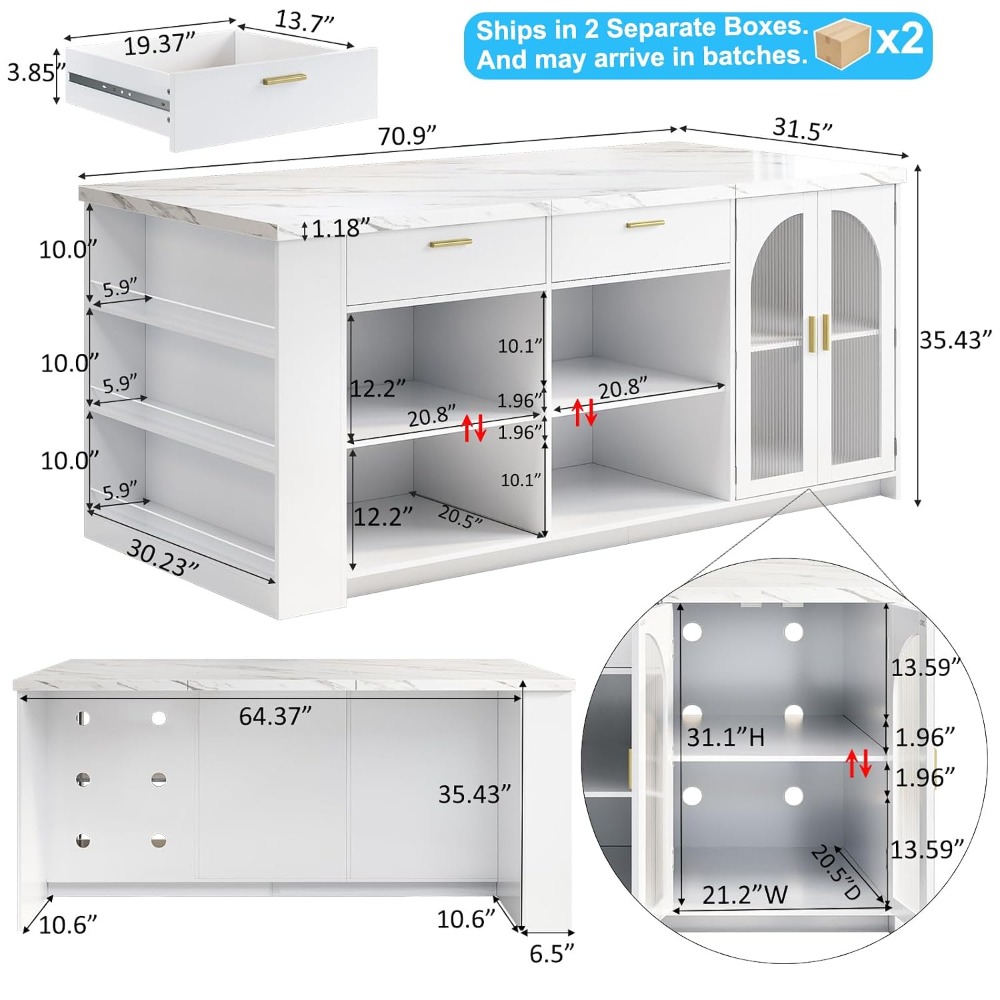 71' Large Kitchen Island with  - đánh giá và giá Commercial Kitchen Island
